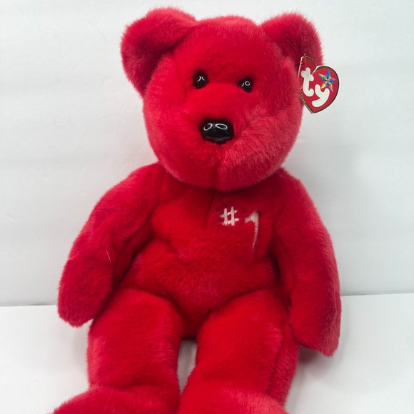 2002 RARE & RETIRED TY BEANIE BABY BUDDY#1 THE RED TEDDY BEAR 14" - Picture 1 of 9